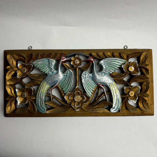 Vintage hand carved and gilt timber wall phoenix