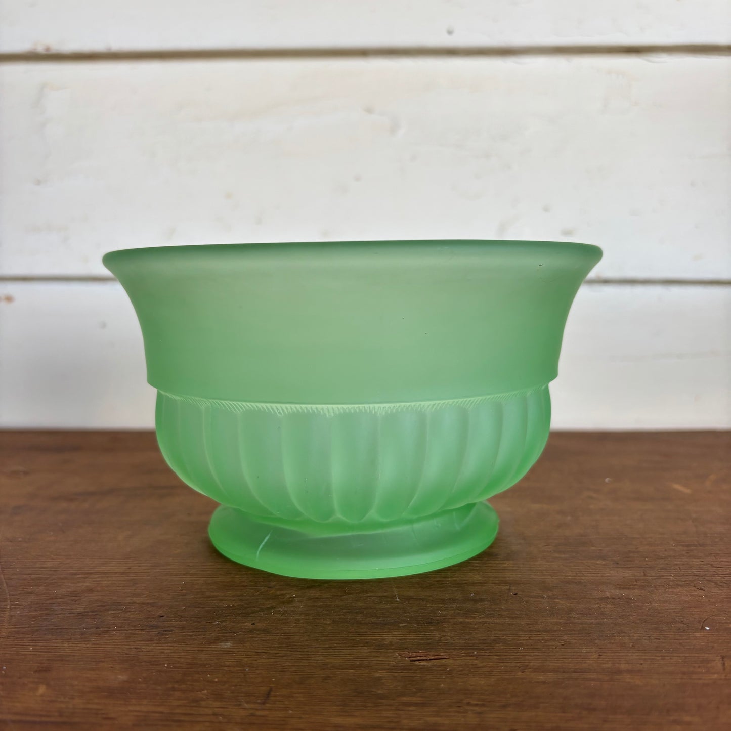 Uranium Glass Bowl – Frosted Art Deco Pressed Glass (c.1930s)