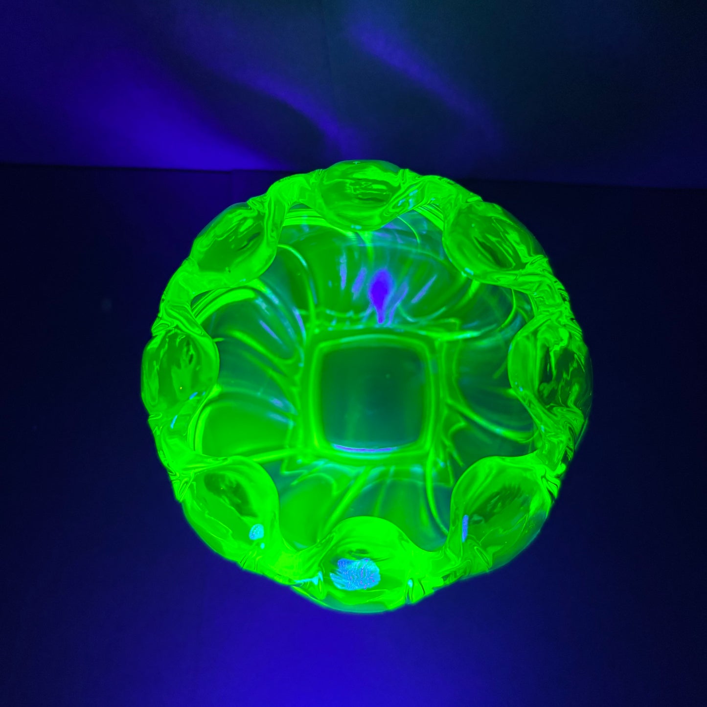 Uranium Glass Vase – Scalloped Rim on Square Foot (c.1930s)