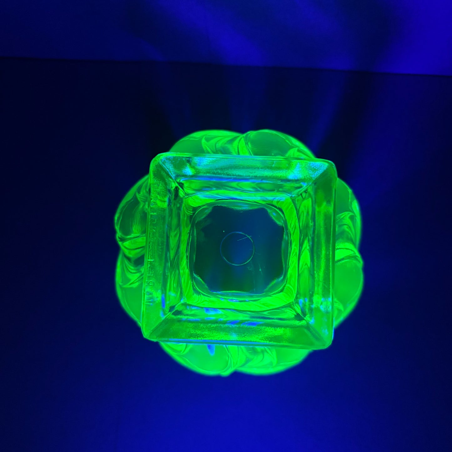 Uranium Glass Vase – Scalloped Rim on Square Foot (c.1930s)