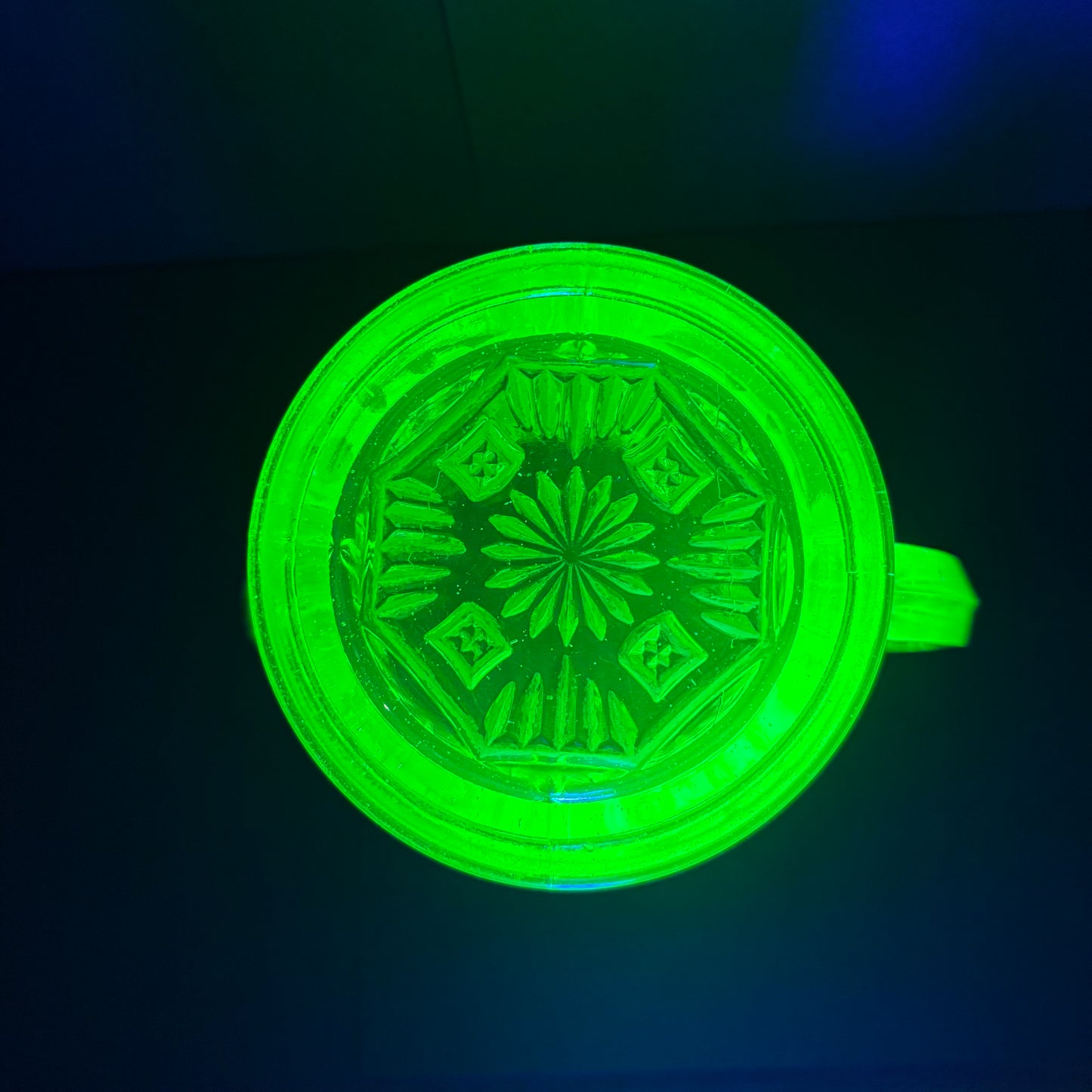 Uranium Glass Jug / Pitcher – Art Deco Pressed Glass (c.1920s–30s)