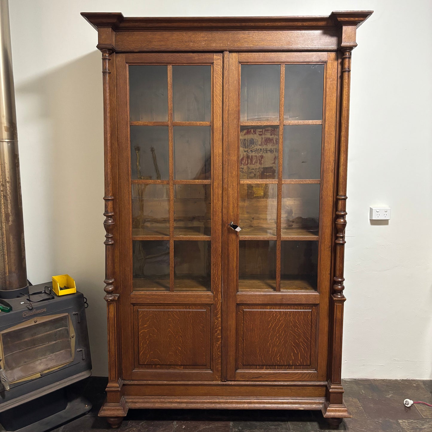 French Oak Two-Door Glazed Bookcase France, Circa 1890