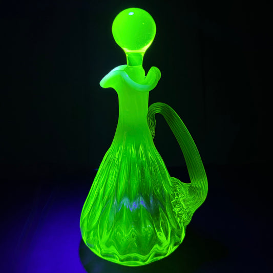 Victorian Citrine Vaseline Uranium Decanter with Stopper (20cm) VGC