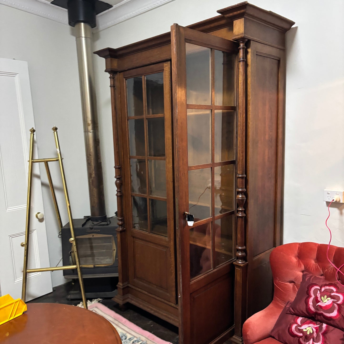 French Oak Two-Door Glazed Bookcase France, Circa 1890
