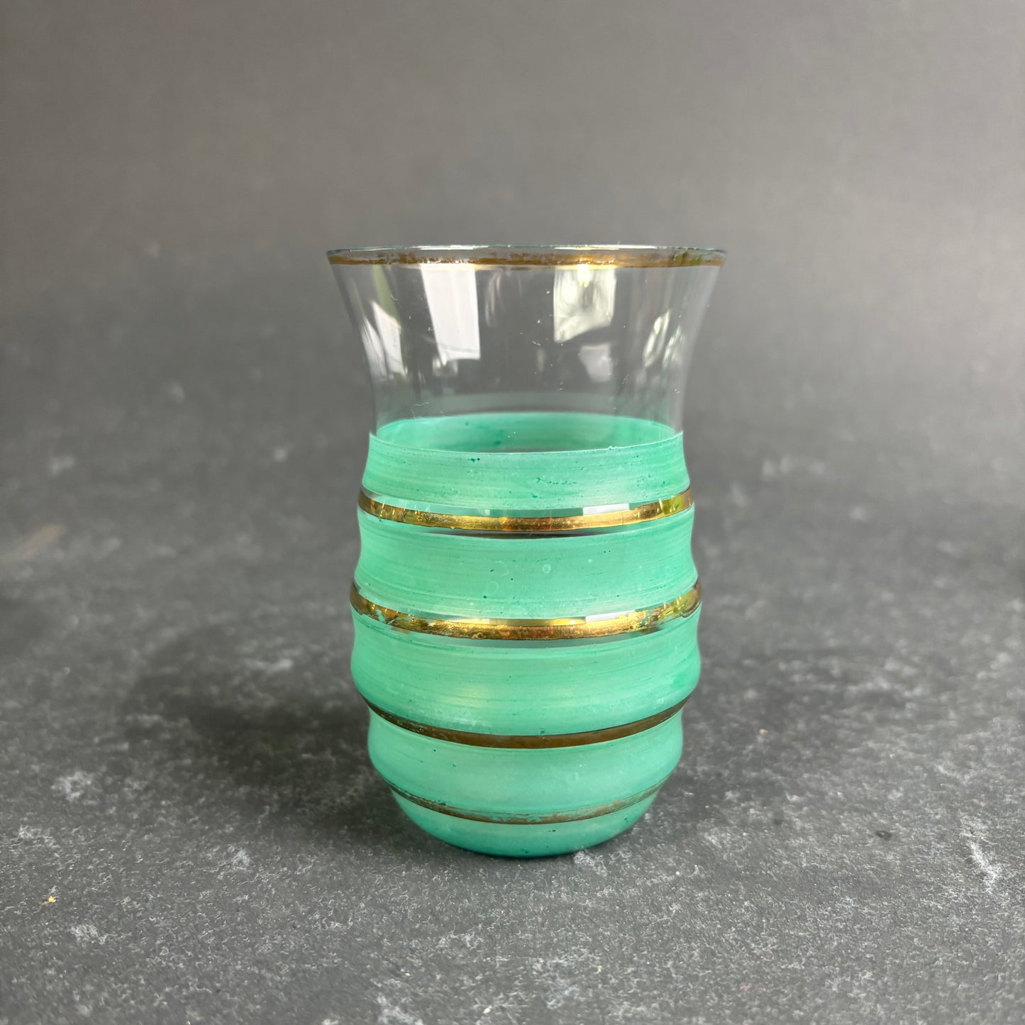 Vintage Mid Century Frosted Green & Gold Lemonade Set