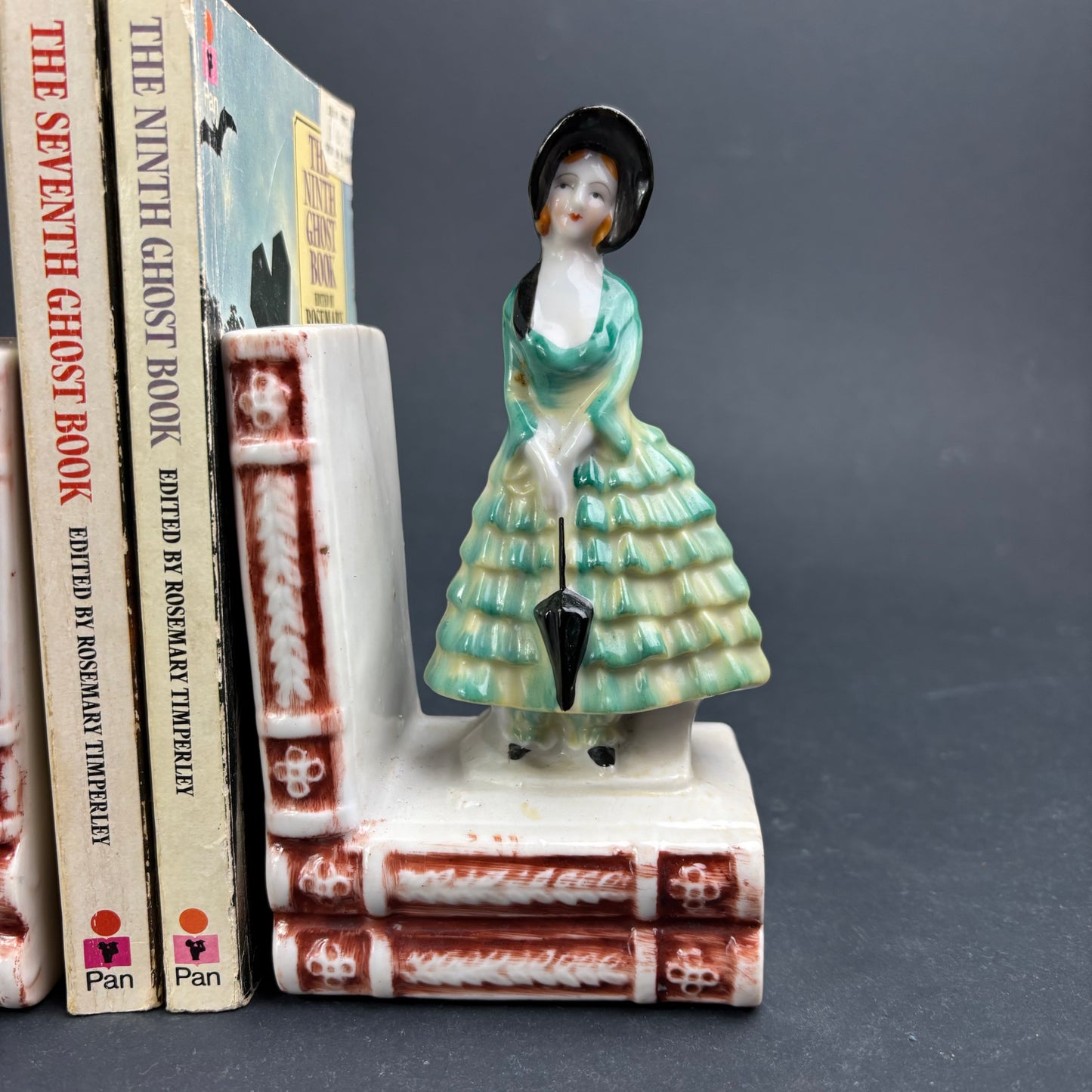 Vintage Japanese Art Deco Porcelain Lady Bookends – Pair c.1930s–40s