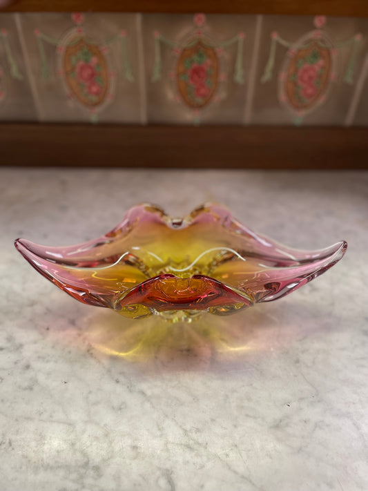 Bohemian art glass bowl by Josef Hospodka VGC
