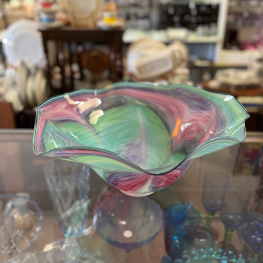 Extra large art glass bowl Jewell Gardens Skagway Alaska