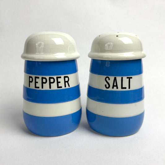 TG Green Electric Blue Cornishware Large Pepper & Salt Shakers
