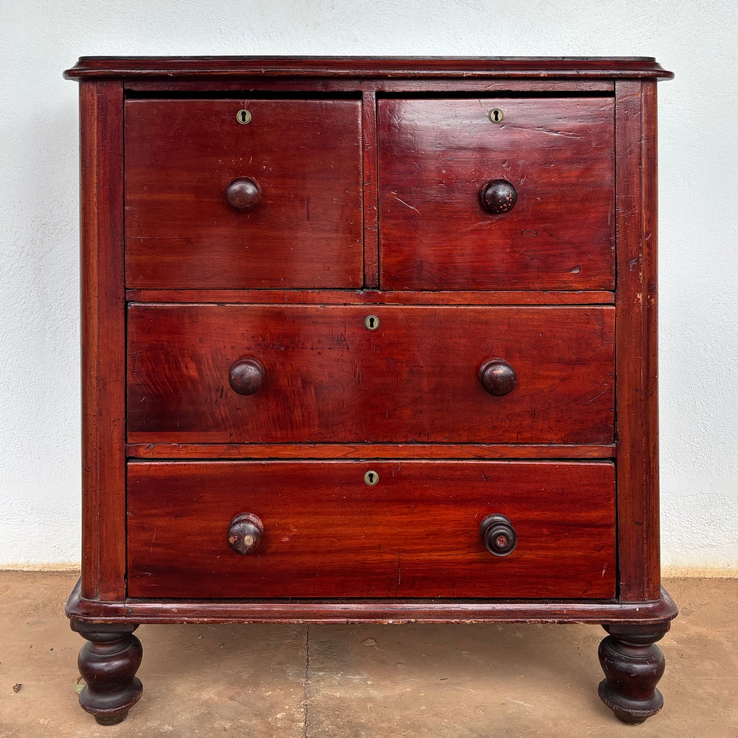 Antique Cedar Chest of Drawers with Twin Hat Drawers c.1850–1860