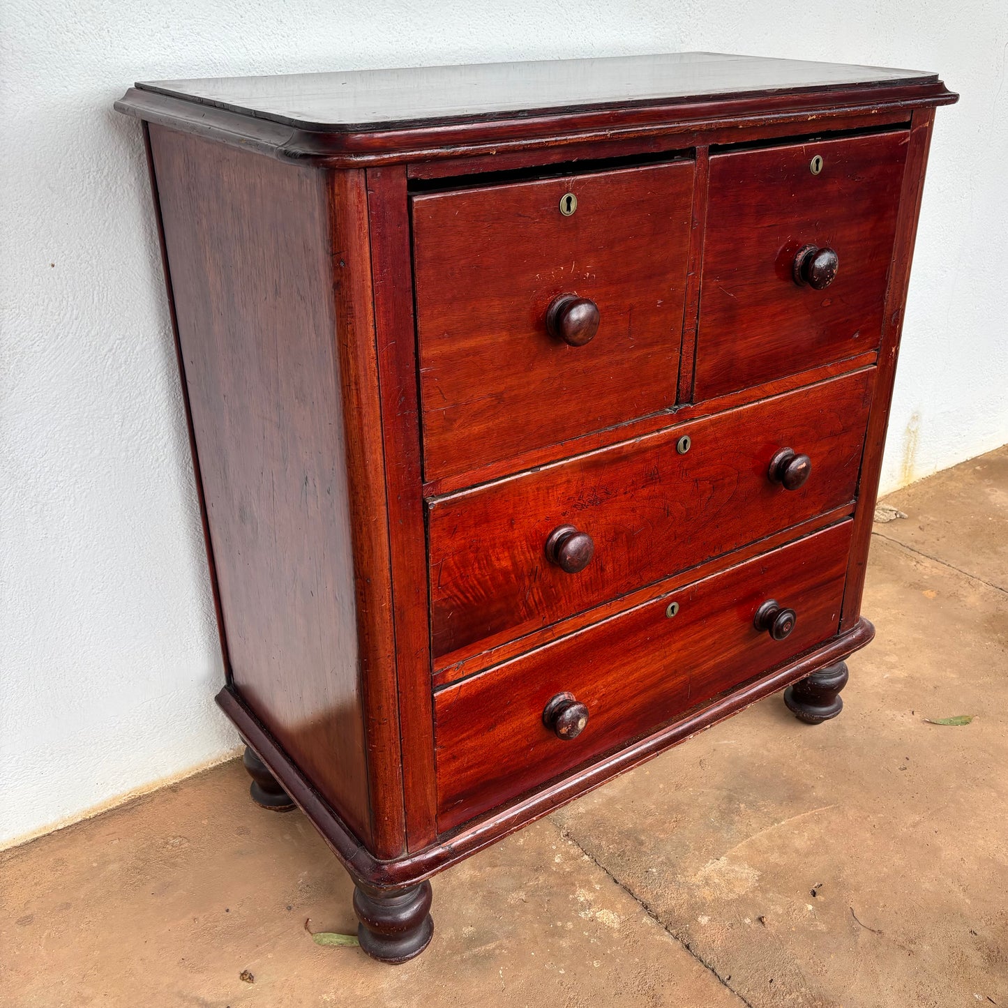 Antique Cedar Chest of Drawers with Twin Hat Drawers c.1850–1860