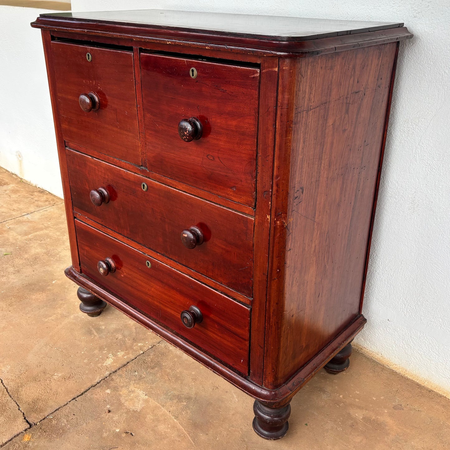 Antique Cedar Chest of Drawers with Twin Hat Drawers c.1850–1860