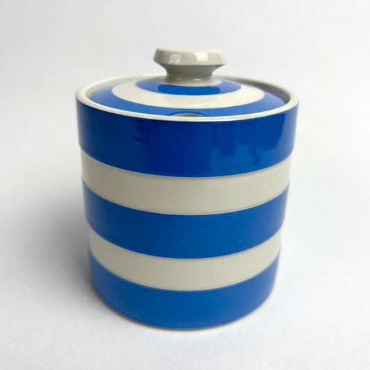 TG Green Electric Blue Cornishware Lidded Jam Pot