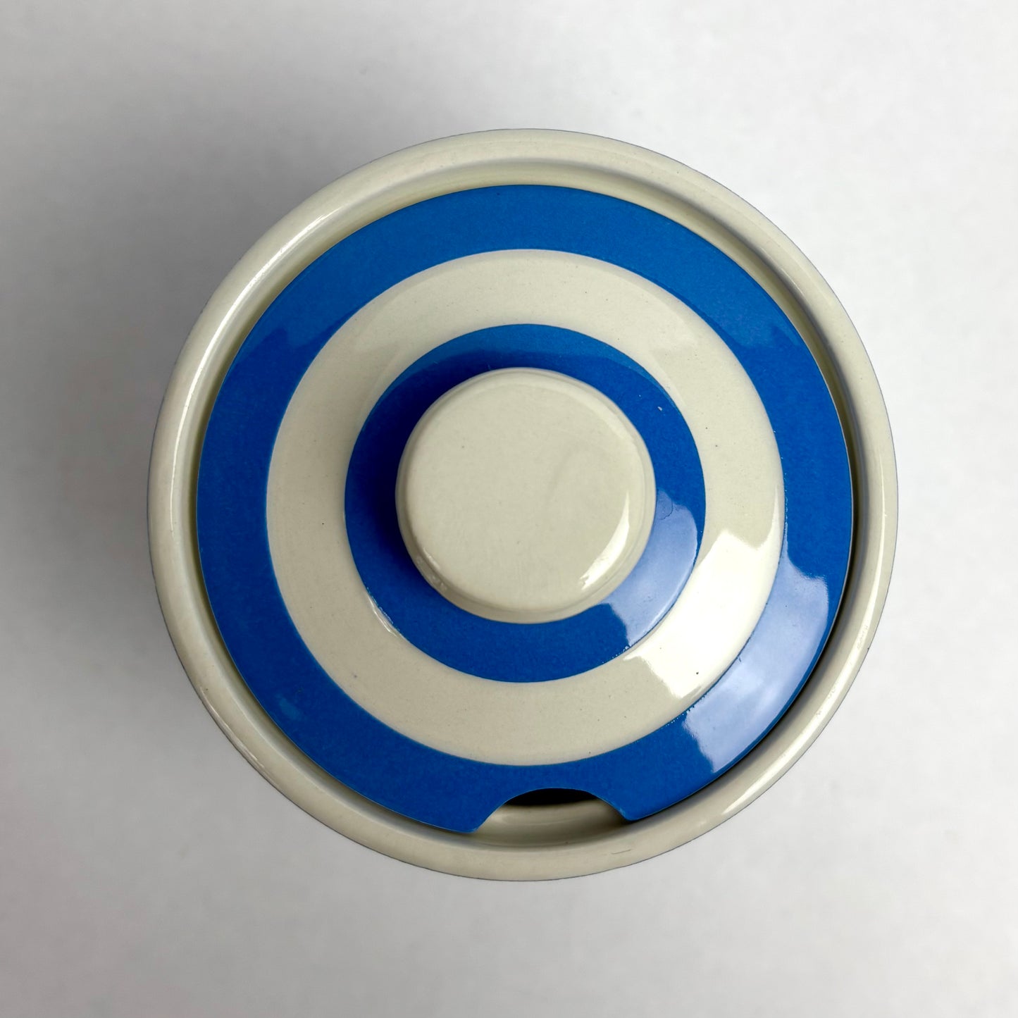TG Green Electric Blue Cornishware Lidded Jam Pot