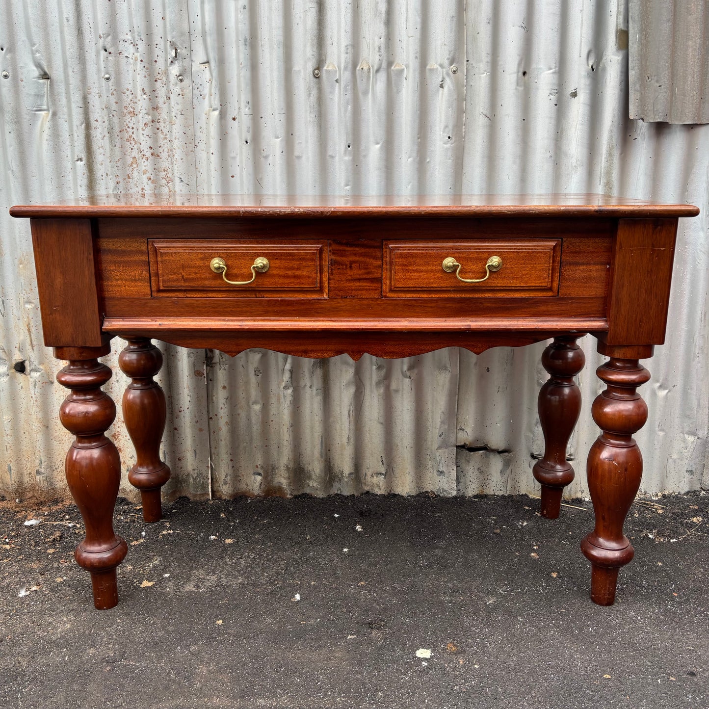 Vintage Reproduction Mahogany Hall Table with Drawers