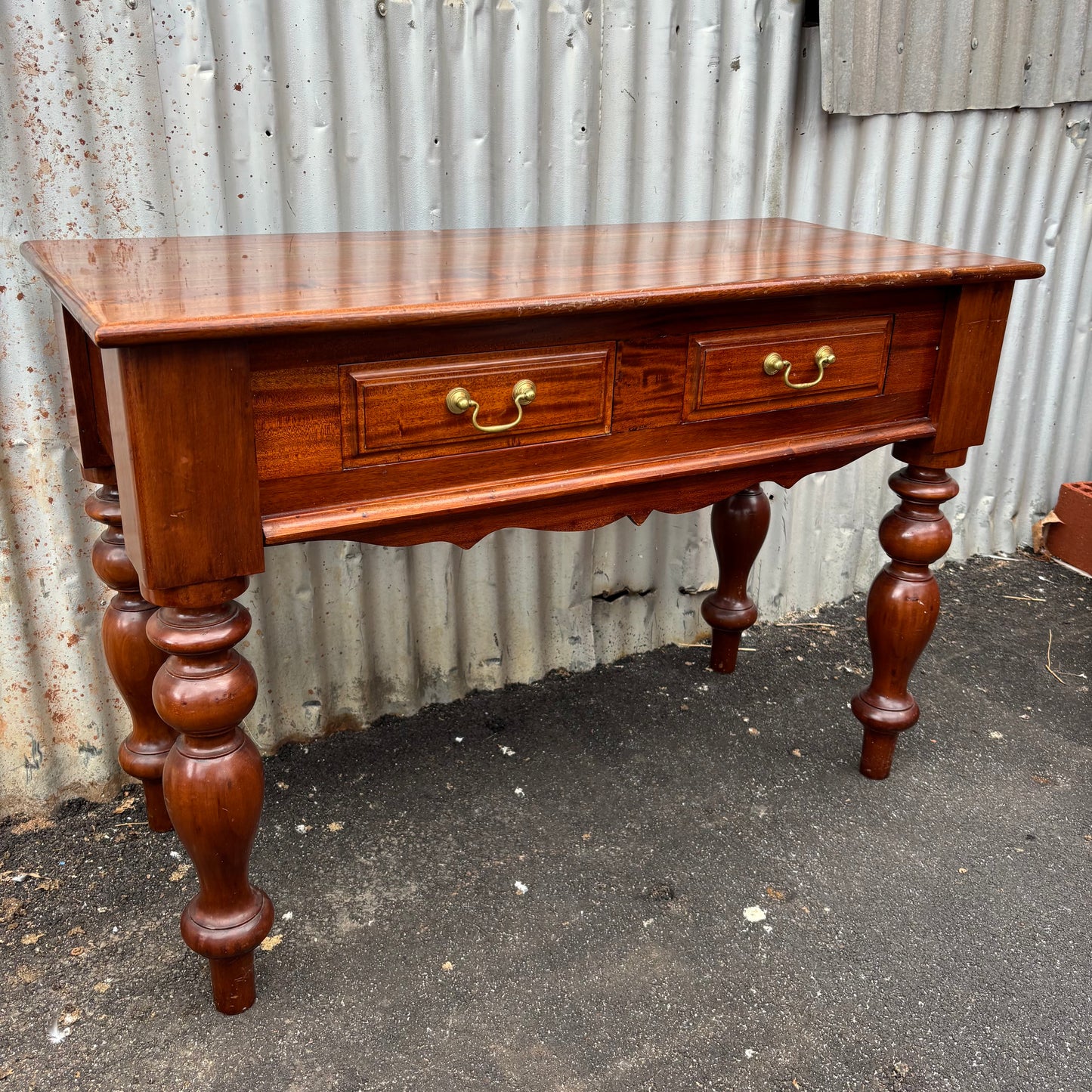 Vintage Reproduction Mahogany Hall Table with Drawers