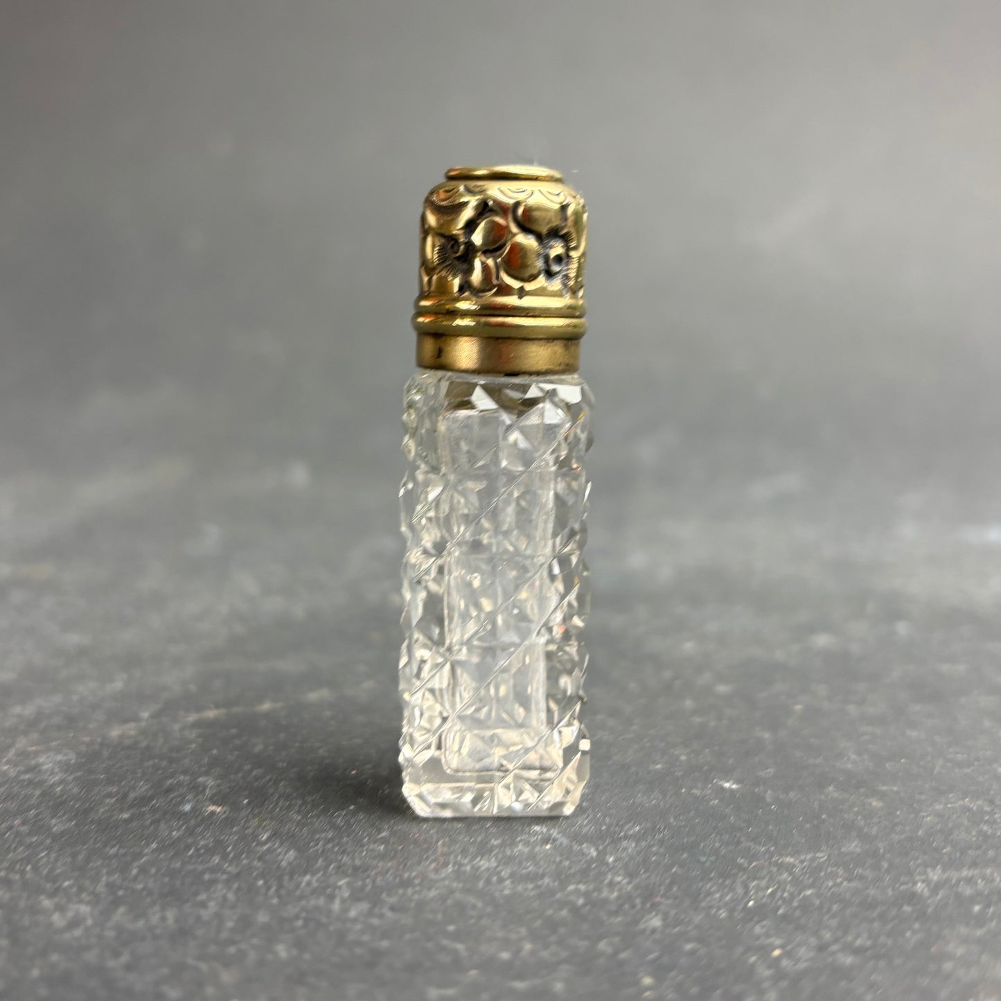 Victorian Sterling Silver Gilt & Cut Crystal Scent Bottle with Mourning Portrait c.1900