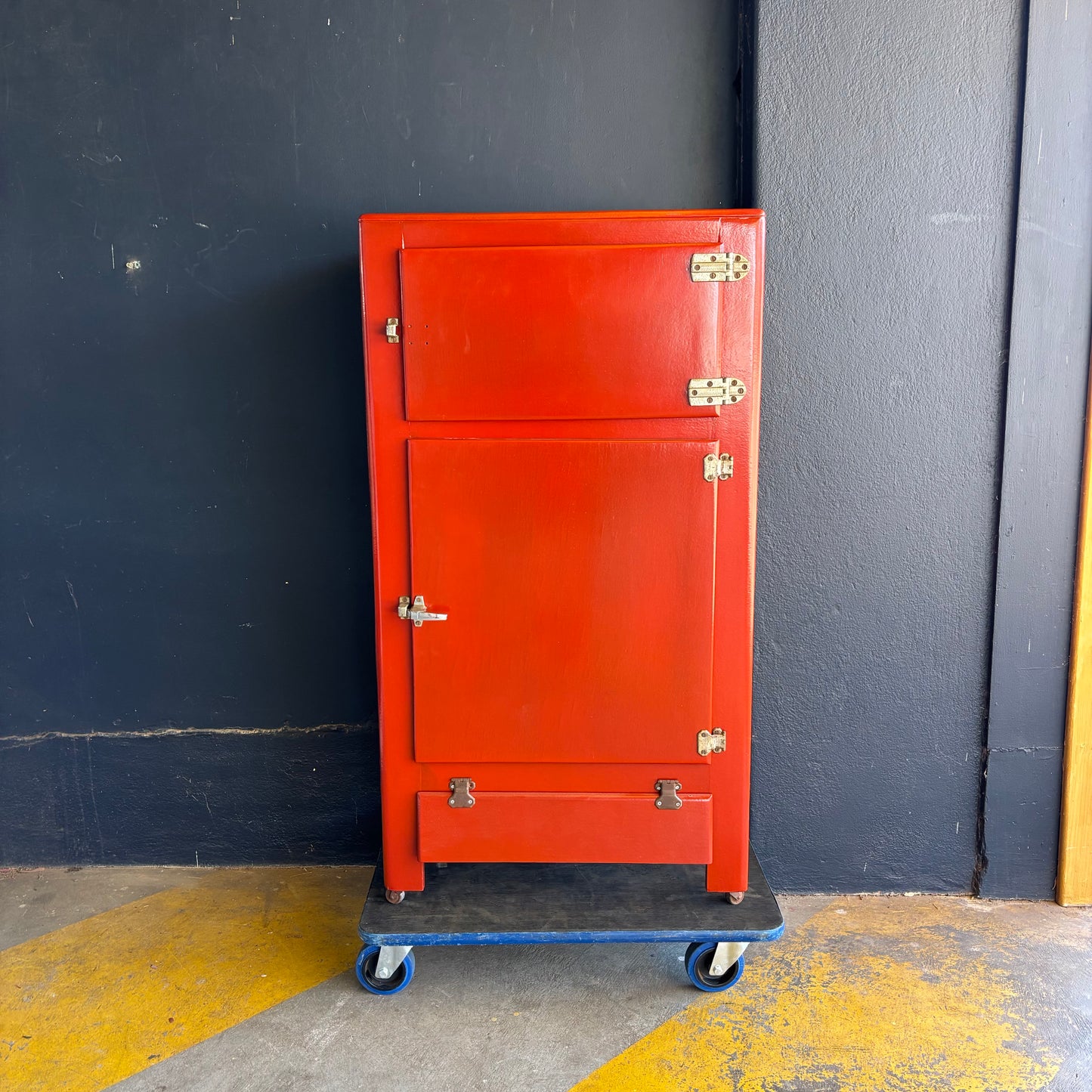 Vintage Red Ice Chest / Meat Safe Cabinet