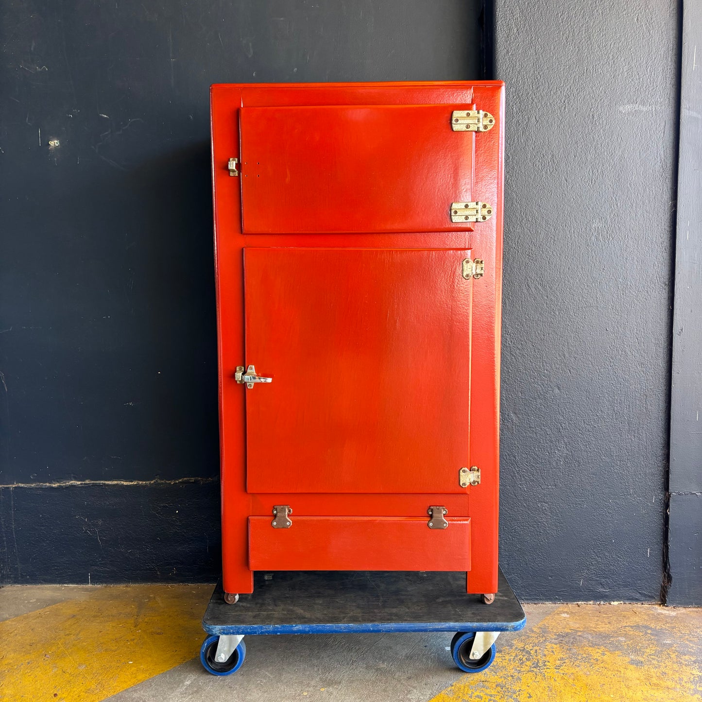 Vintage Red Ice Chest / Meat Safe Cabinet