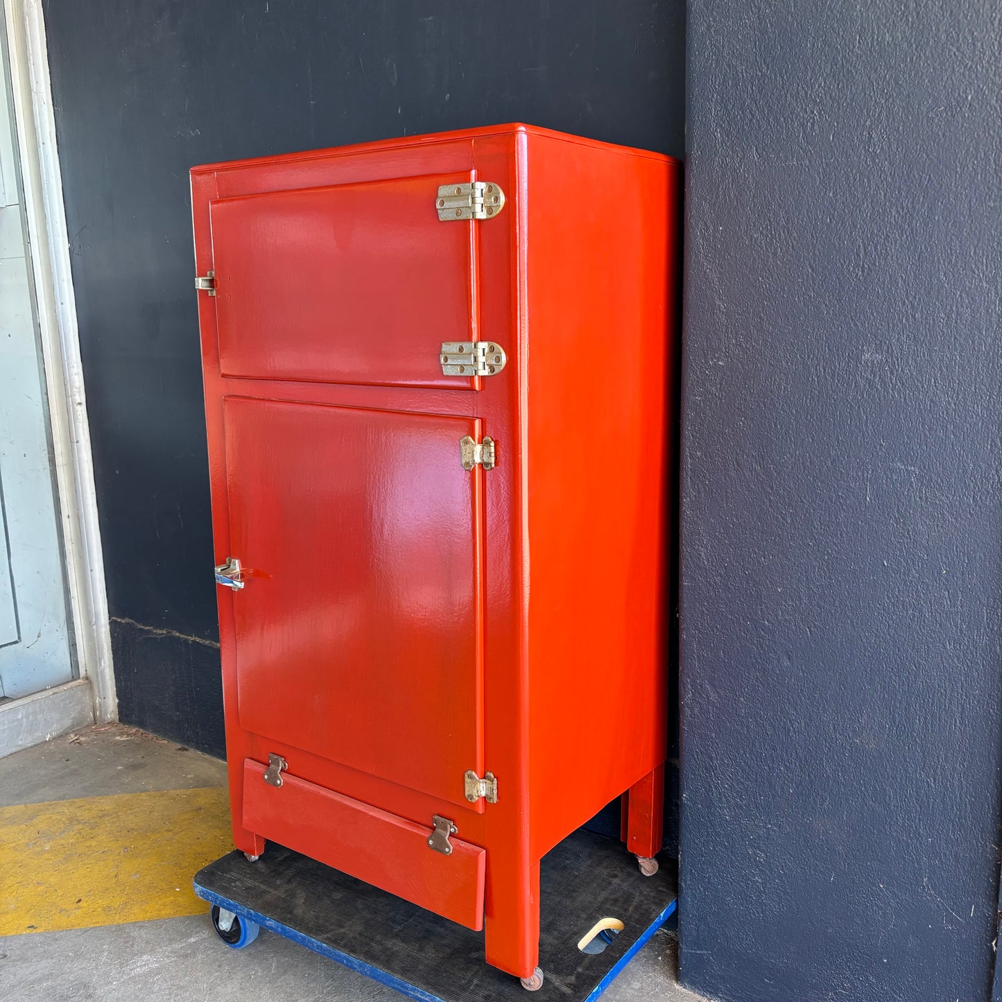 Vintage Red Ice Chest / Meat Safe Cabinet