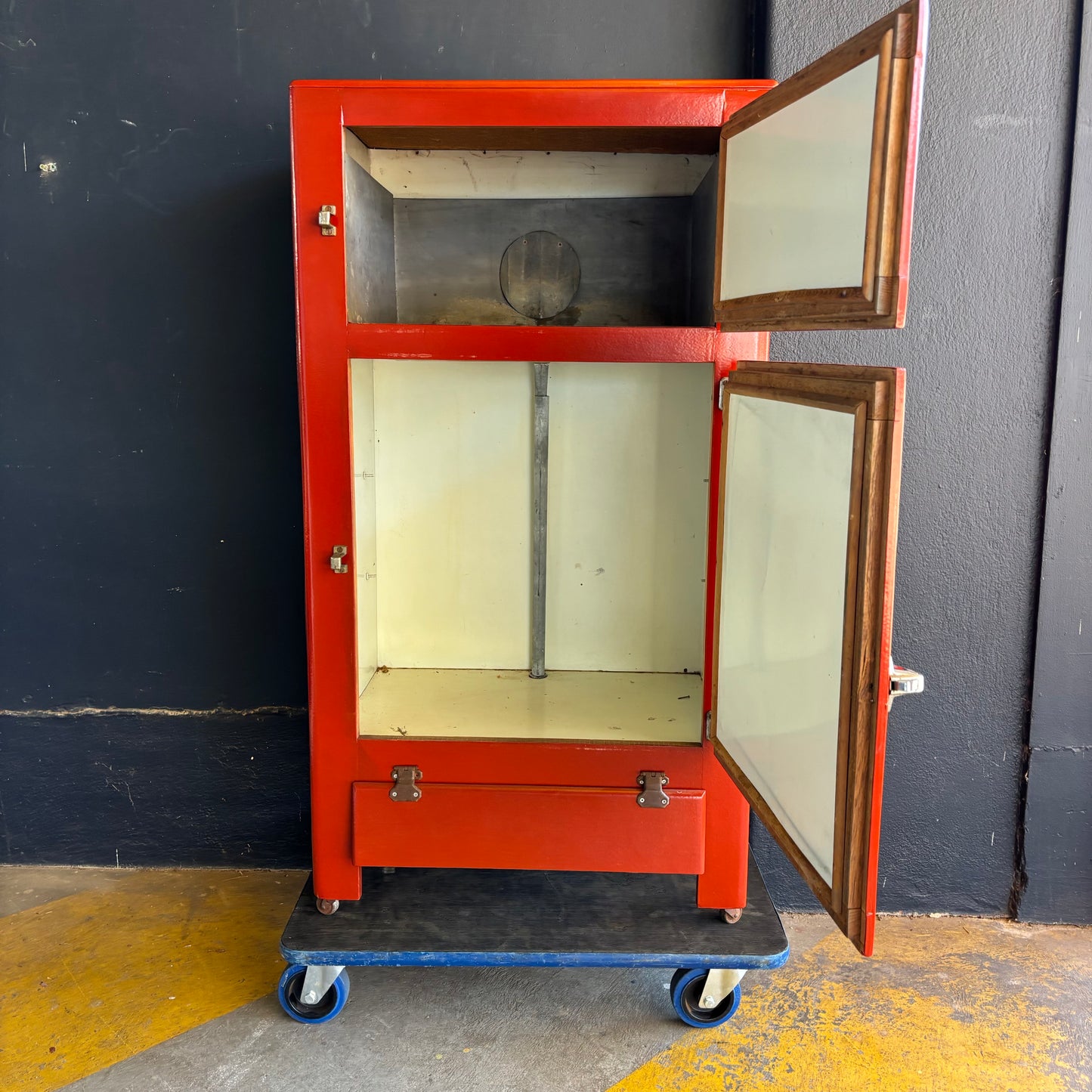 Vintage Red Ice Chest / Meat Safe Cabinet