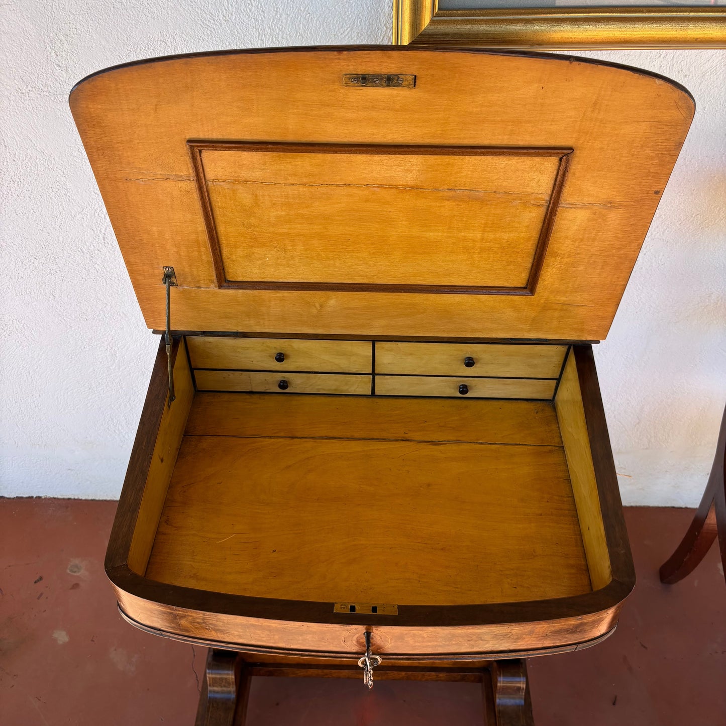 Victorian Burr Walnut Inlaid Davenport Desk c.1870