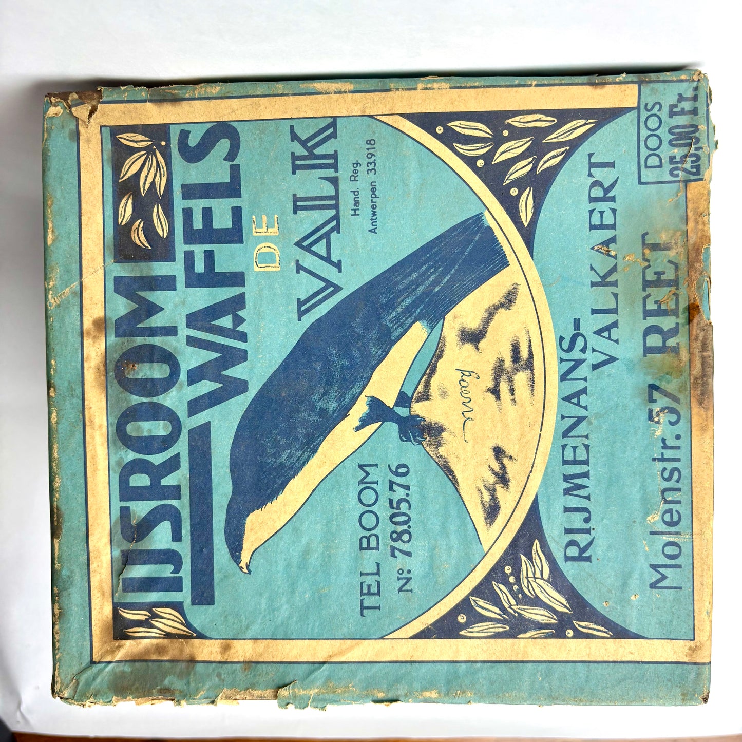 Vintage Belgian Waffle Advertising Box – IJsroom Wafels De Valk, c.1950s