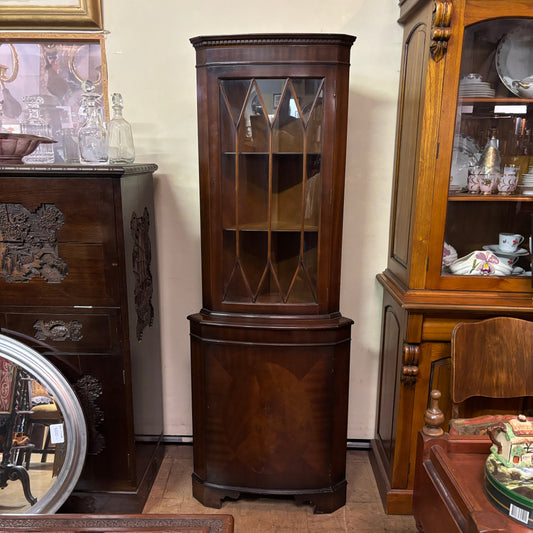 Reproduction Mahogany Corner Display Cabinet