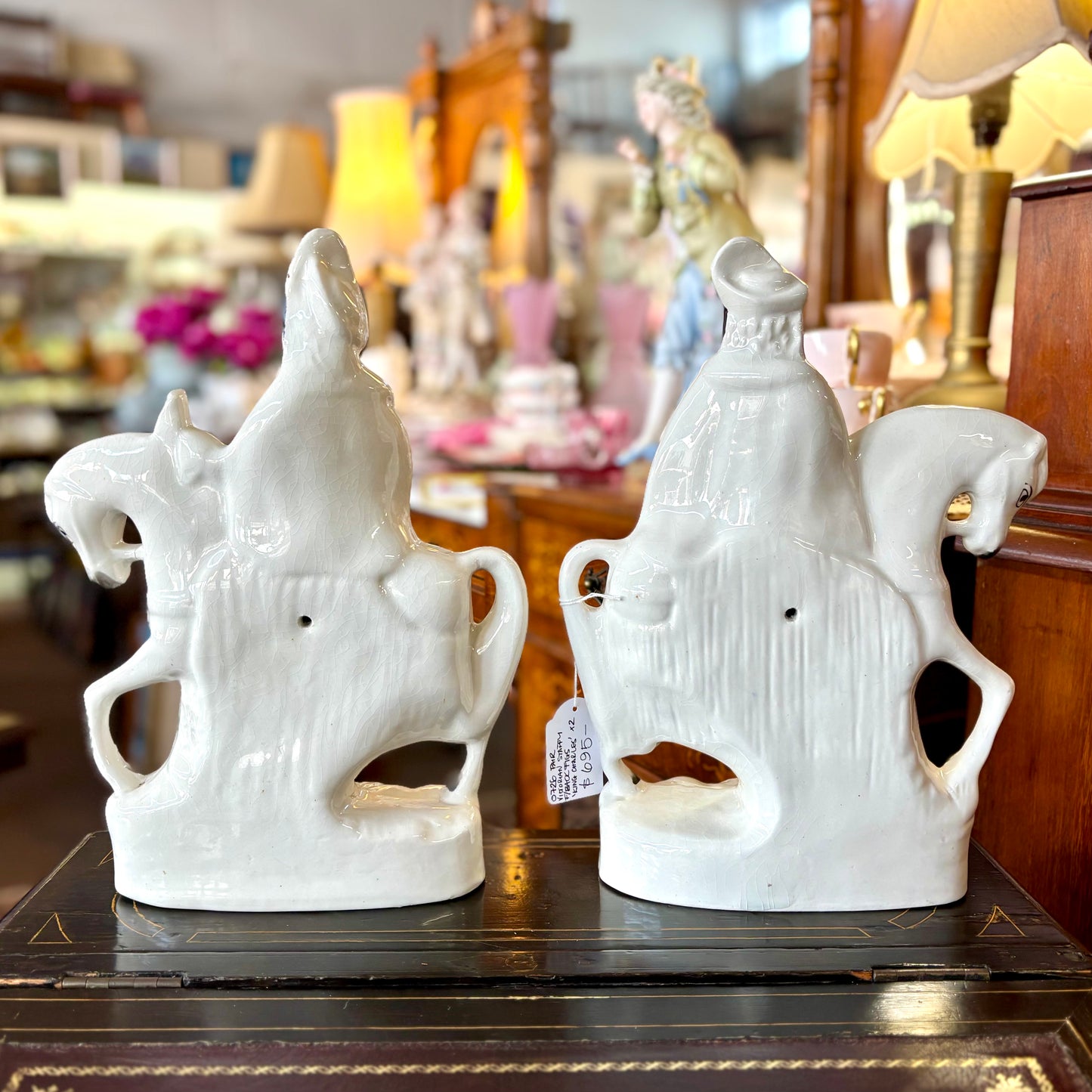 Staffordshire Flatbacks – King Charles I & Oliver Cromwell on Horseback (Matched Pair)