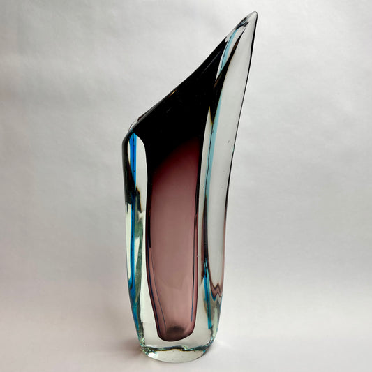 Mid-Century Art Glass Vase — Sculptural Sommerso Form