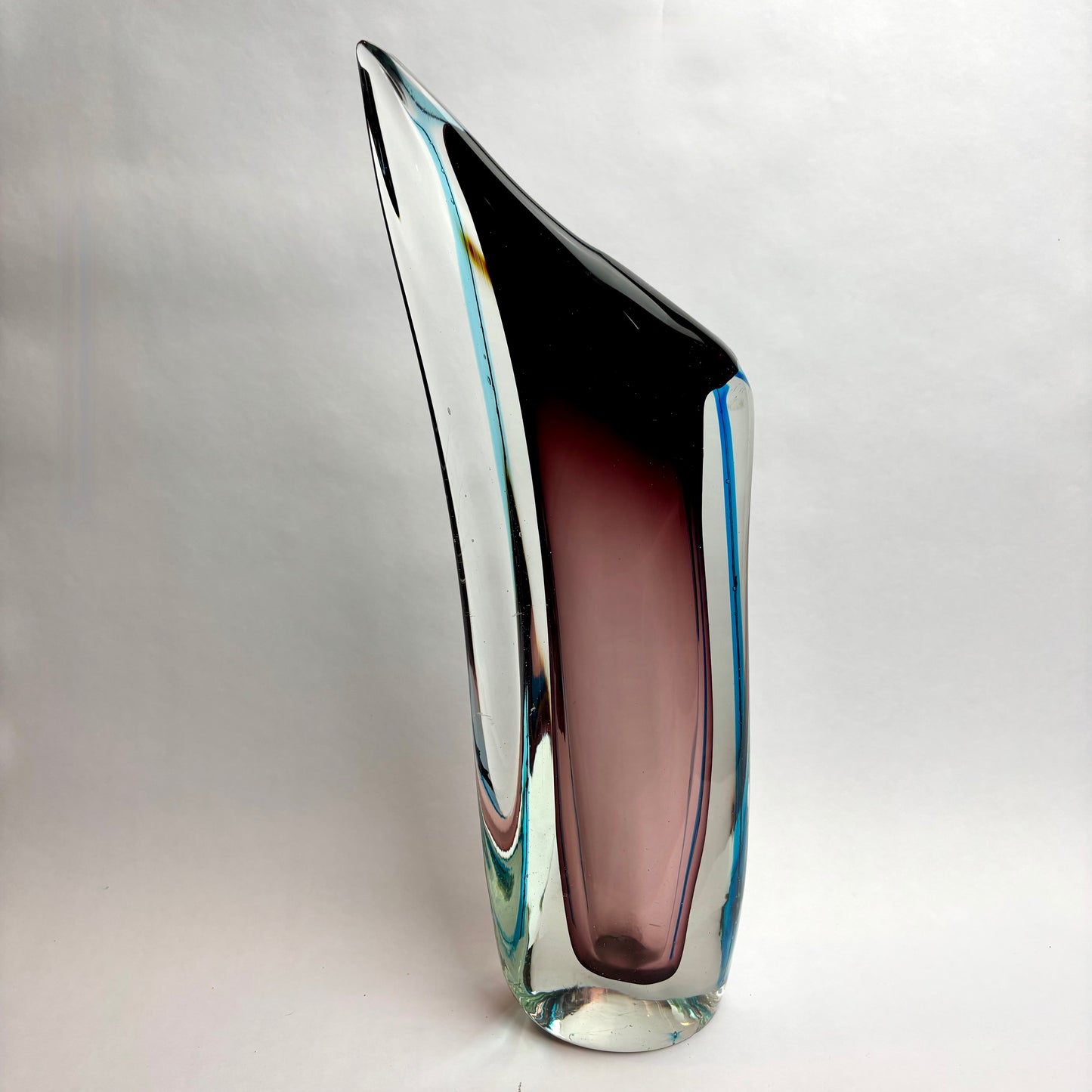 Mid-Century Art Glass Vase — Sculptural Sommerso Form