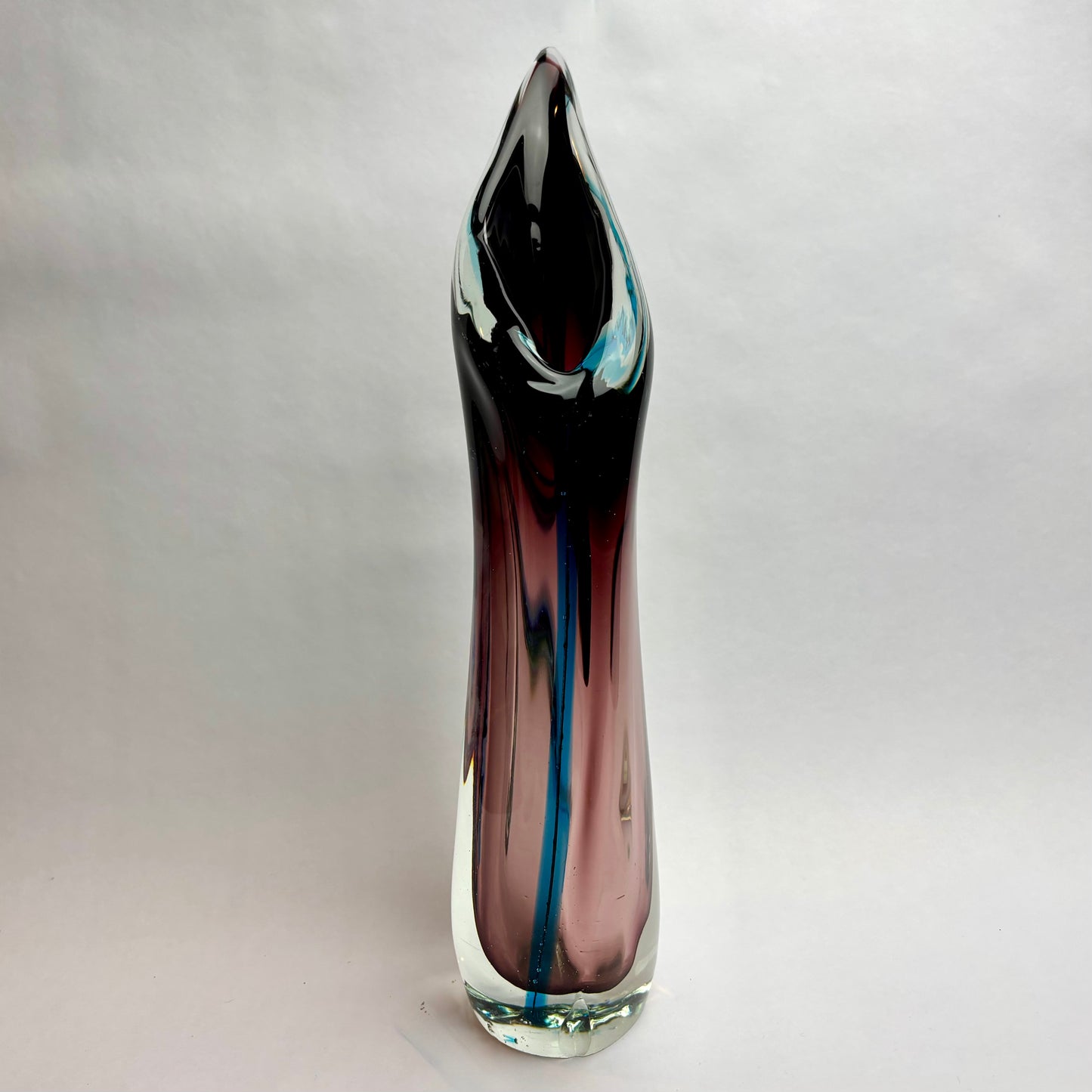 Mid-Century Art Glass Vase — Sculptural Sommerso Form