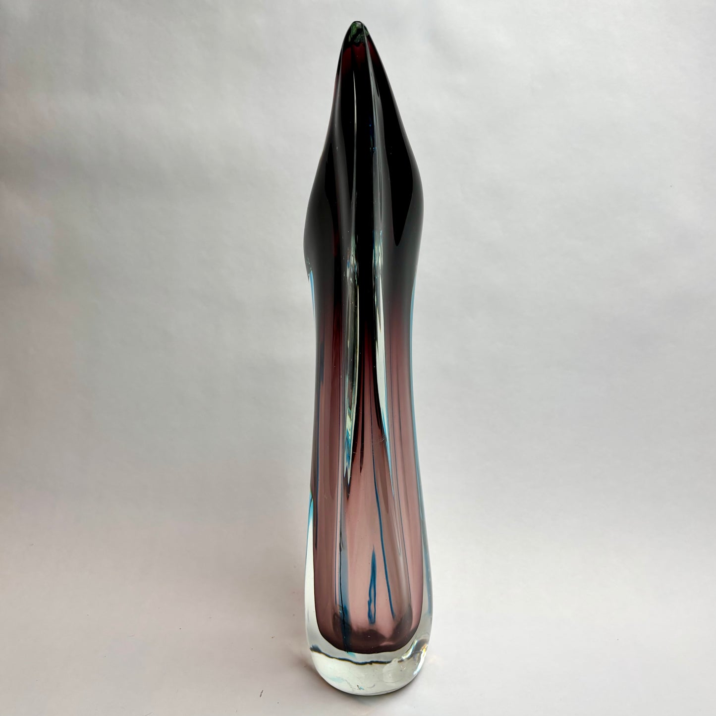 Mid-Century Art Glass Vase — Sculptural Sommerso Form