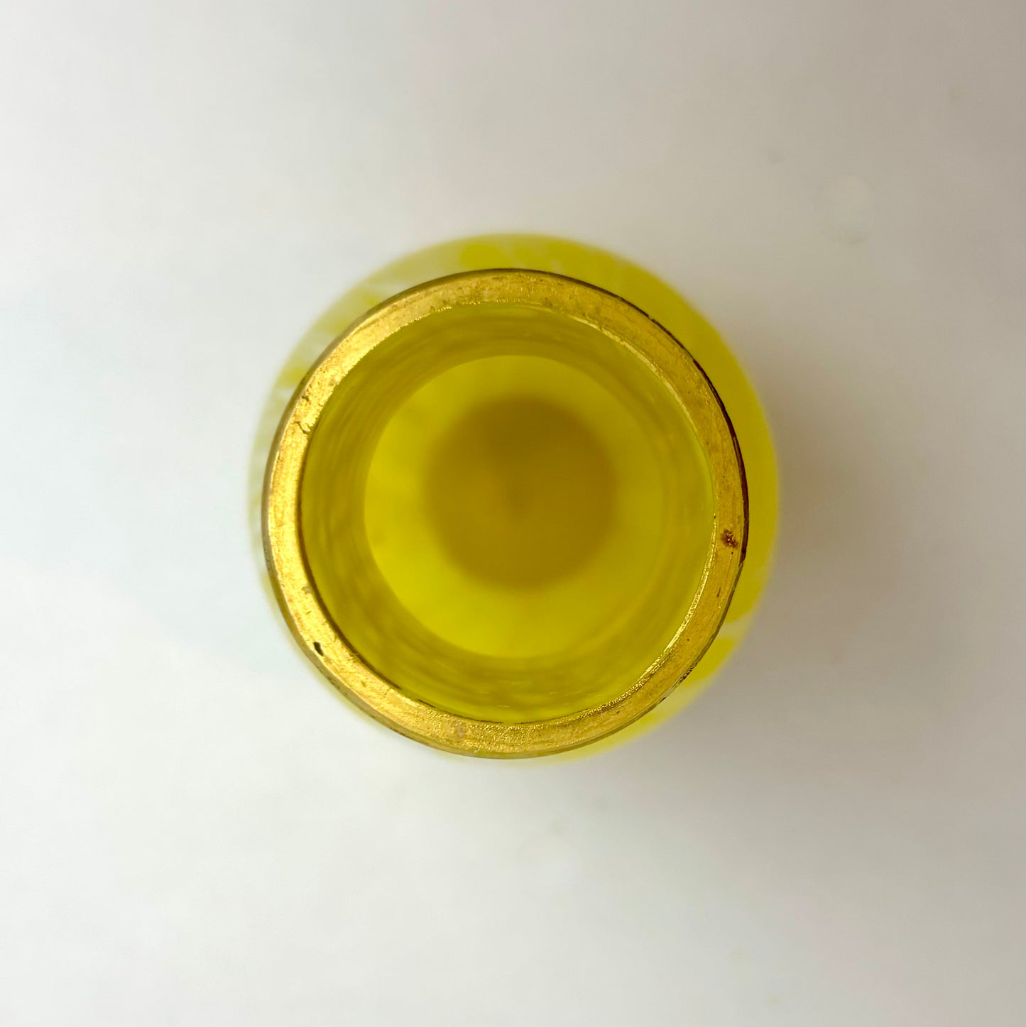 Antique Yellow Glass Vase with Gilded Decoration | Miniature c.1900–1920