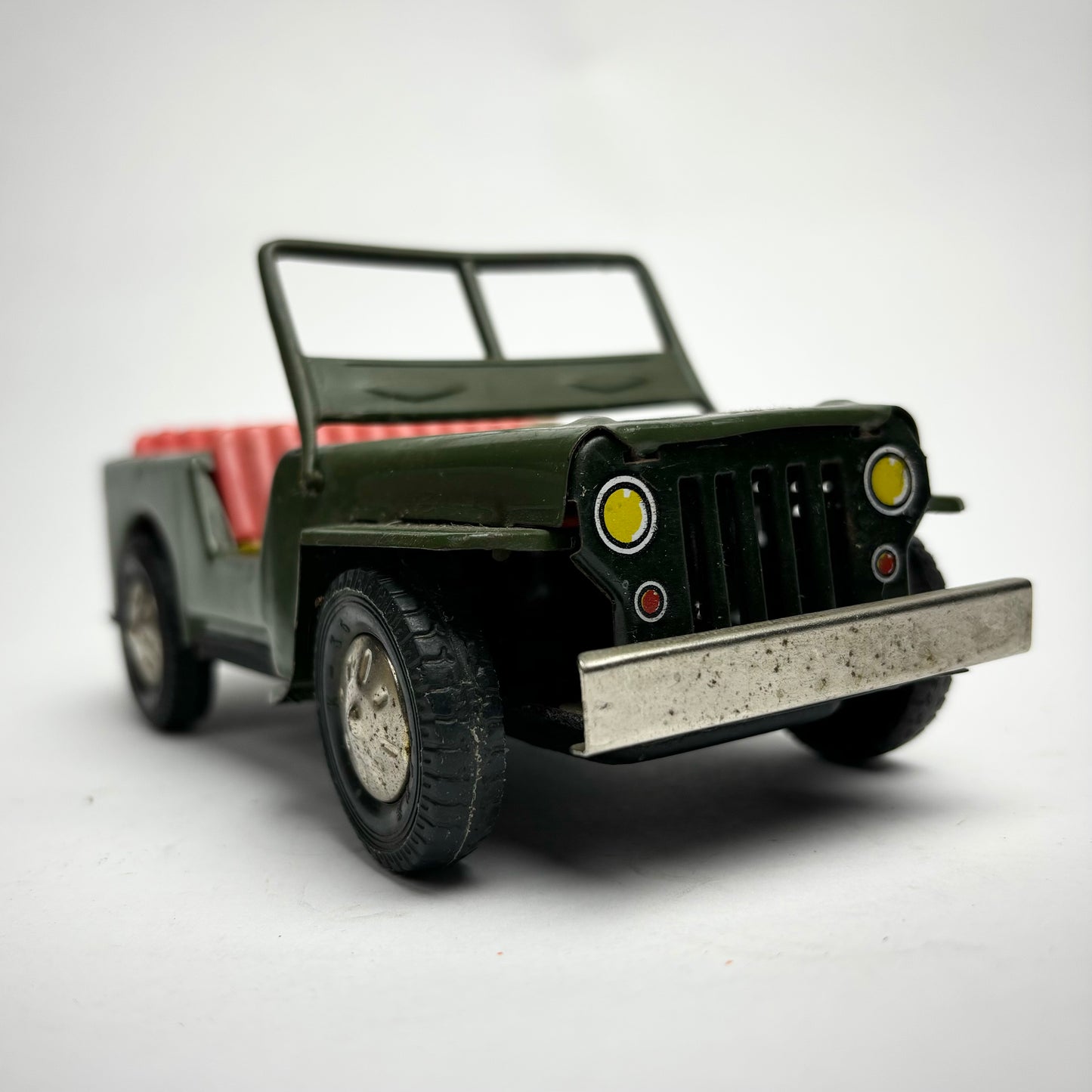 Vintage Tin Friction Haji Army Jeep