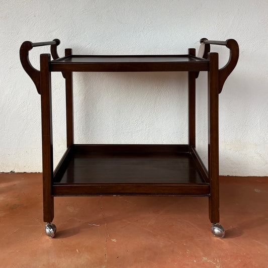 Vintage Edwardian Revival Mahogany Drinks Trolley / Tea Trolley on Castors