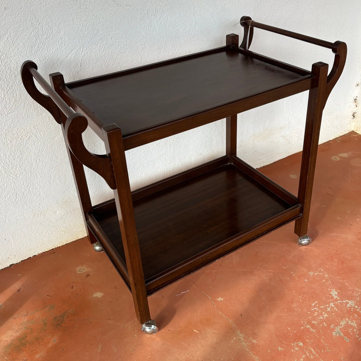 Vintage Edwardian Revival Mahogany Drinks Trolley / Tea Trolley on Castors