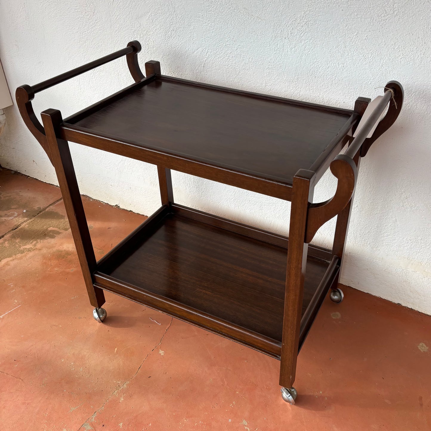 Vintage Edwardian Revival Mahogany Drinks Trolley / Tea Trolley on Castors