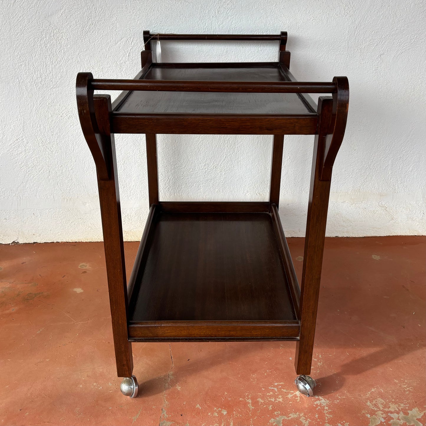 Vintage Edwardian Revival Mahogany Drinks Trolley / Tea Trolley on Castors