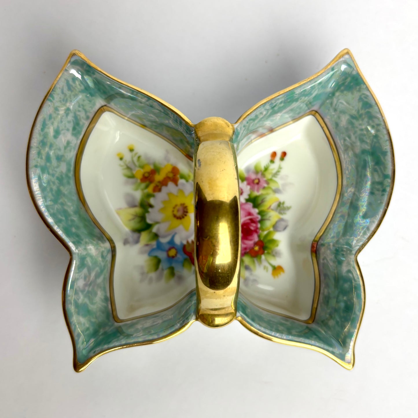 Art Deco Porcelain Butterfly Dish with Handle
