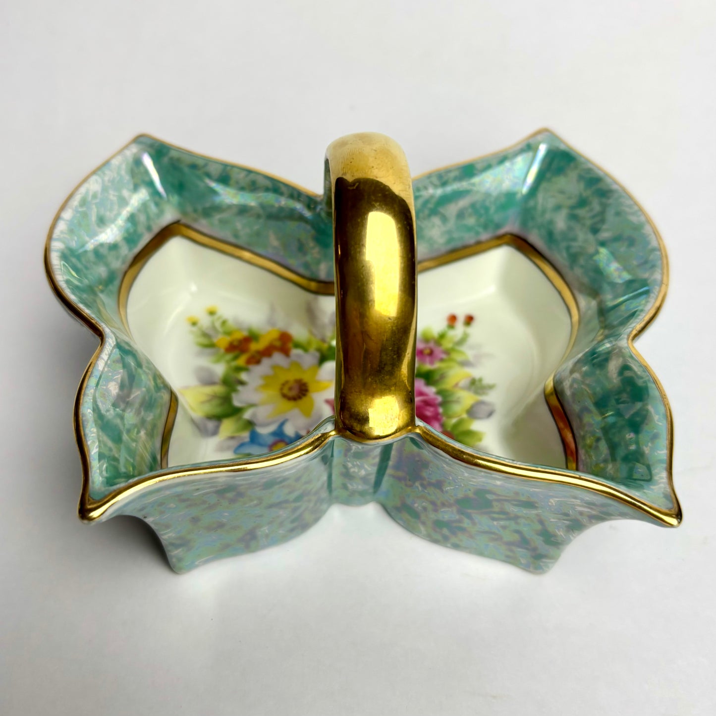 Art Deco Porcelain Butterfly Dish with Handle
