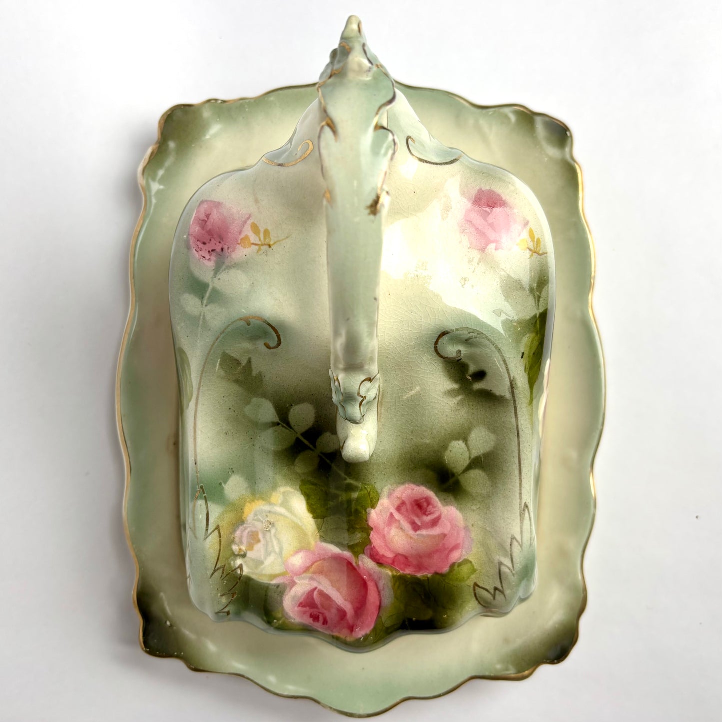 Antique Milford Ware Covered Butter Dish