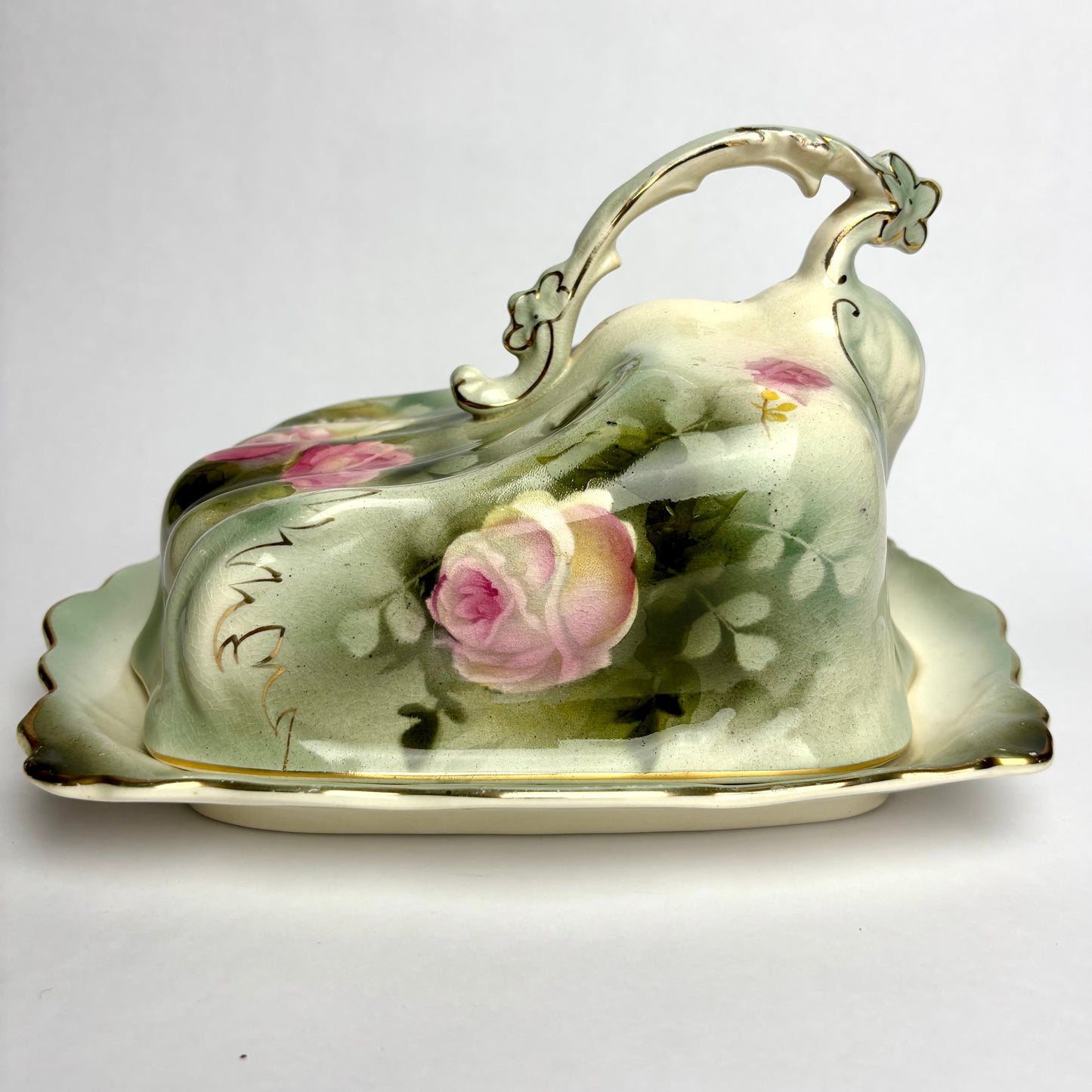 Antique Milford Ware Covered Butter Dish