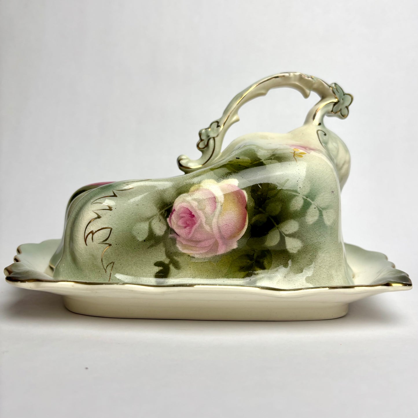 Antique Milford Ware Covered Butter Dish