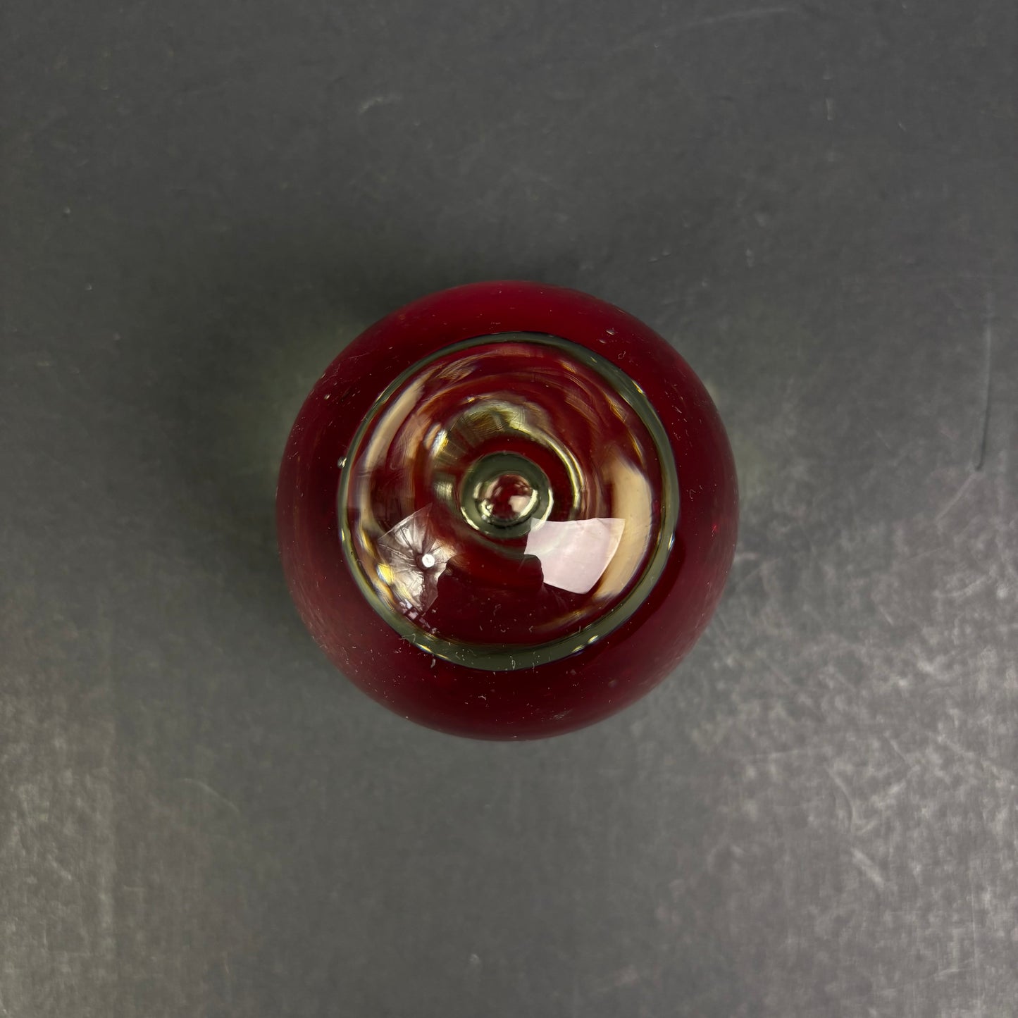 Vintage Studio Art Glass Paperweight – Ruby Red Cased Glass Orb