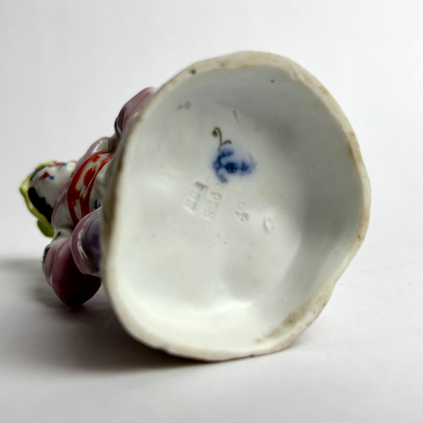 Antique Porcelain Figure — Pierrot / Harlequin Child with Frog