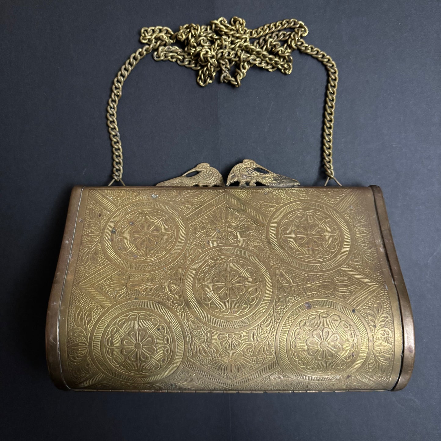 Antique Brass Handbag with Bird Clasp
