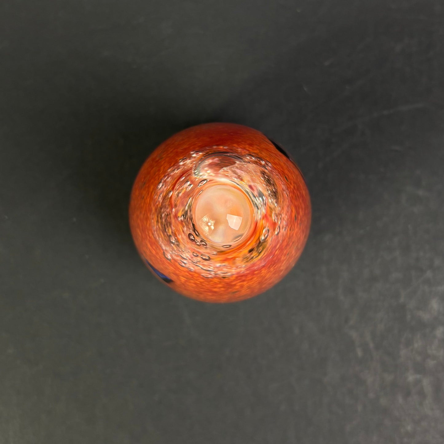 Signed Peter Roy (WA) Studio Art Glass Paperweight – Orange & Blue Ocean Design