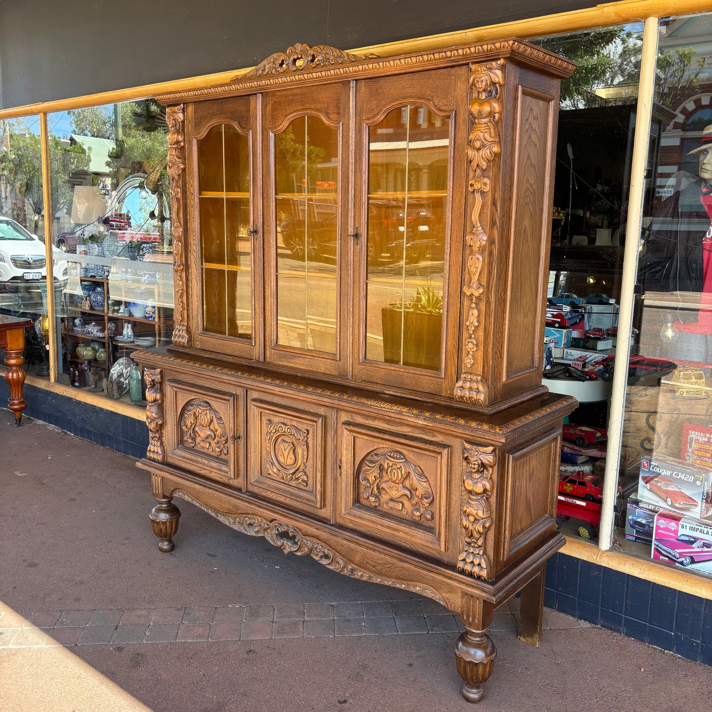 Flemish Oak Glazed Display Cabinet
