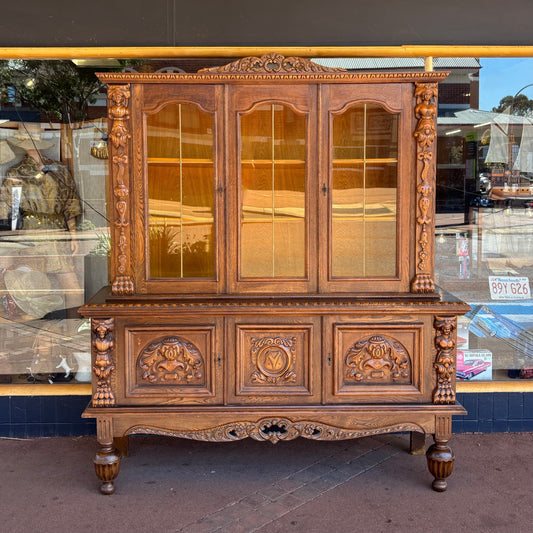 Flemish Oak Glazed Display Cabinet